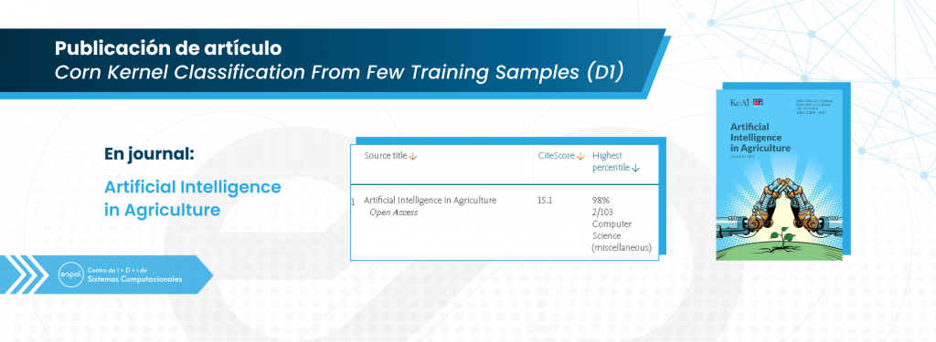 Publicación del artículo “Corn Kernel Classification From Few Training Samples” en journal de Alto Impacto Primer Decil