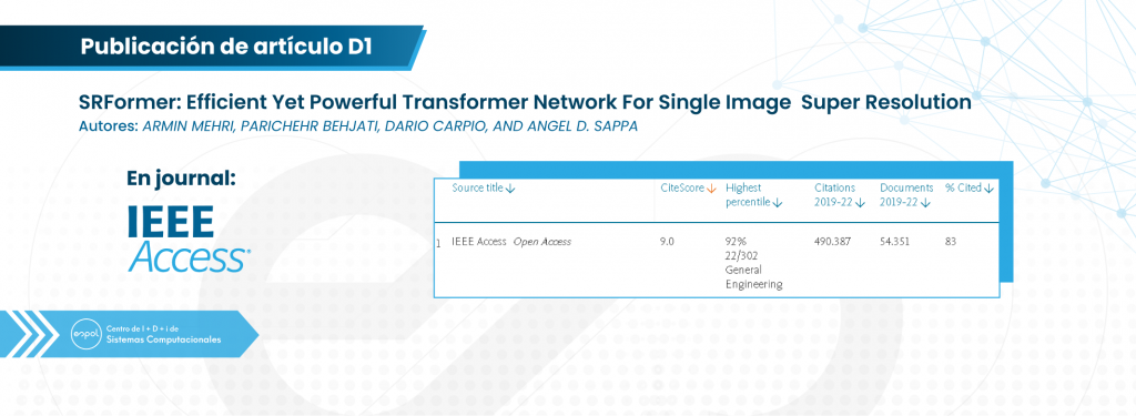 PUBLICACIÓN DEL ARTÍCULO “SRFORMER: EFFICIENT YET POWERFUL TRANSFORMER NETWORK FOR SINGLE IMAGE SUPER RESOLUTION”